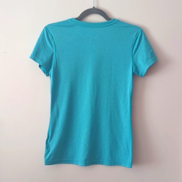 NIKE Teal Blue Dri Fit V Neck Standard Fit Activewear T Shirt Womens XS - Picture 2 of 3
